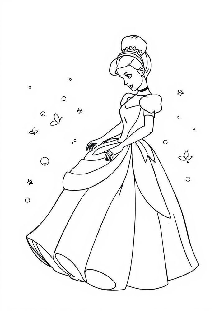 Desenho da transformação da Cinderela para colorir