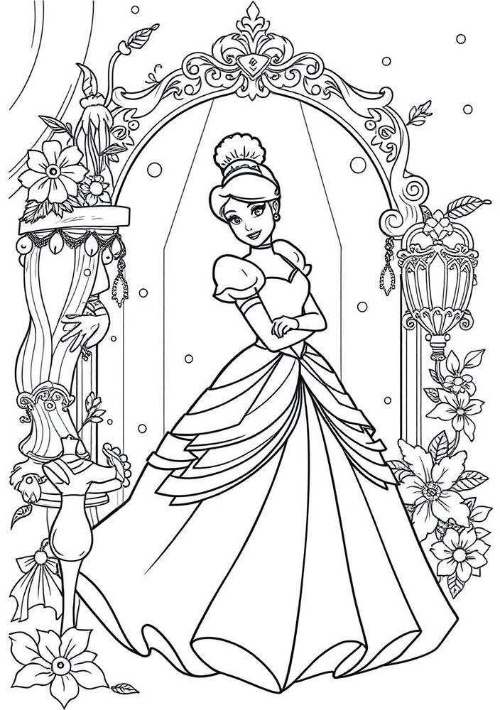 Desenho da transformação de Cinderela para colorir