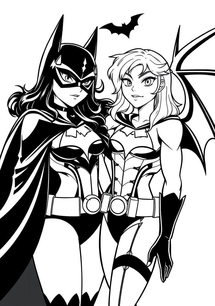 Desenho das Bat-Garotas unidas para colorir