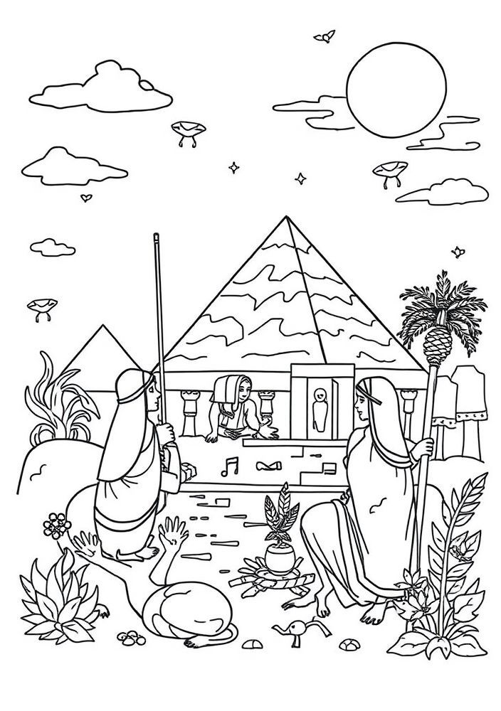 Desenho das pragas do Egito para colorir
