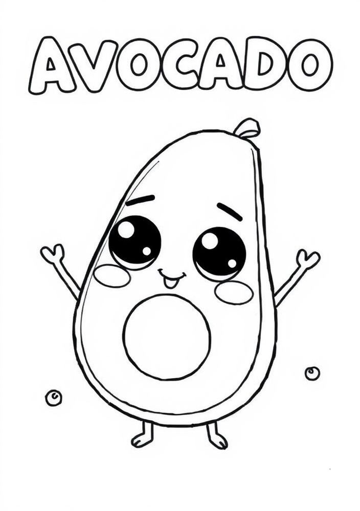 Desenho de Abacate fofo para colorir