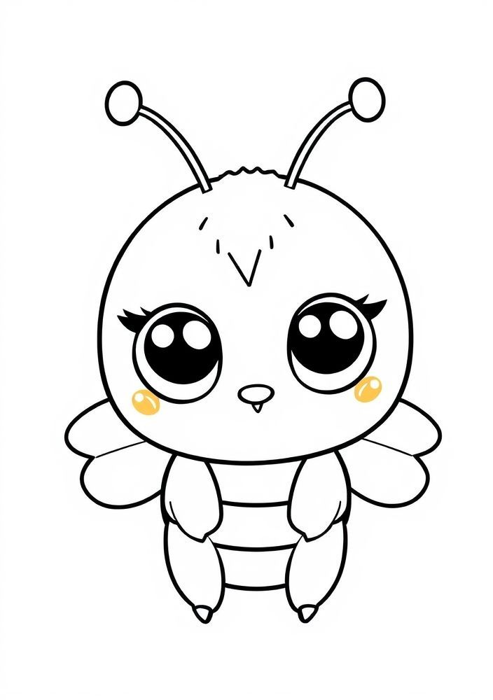 Desenho de Abelha Kawaii para colorir