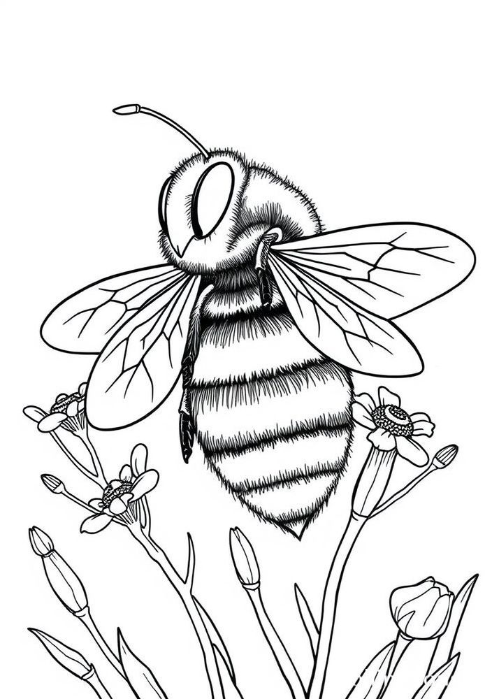 Desenho de Abelha carregando pólen para colorir