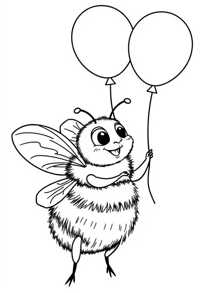 Desenho de Abelha com Balões para colorir