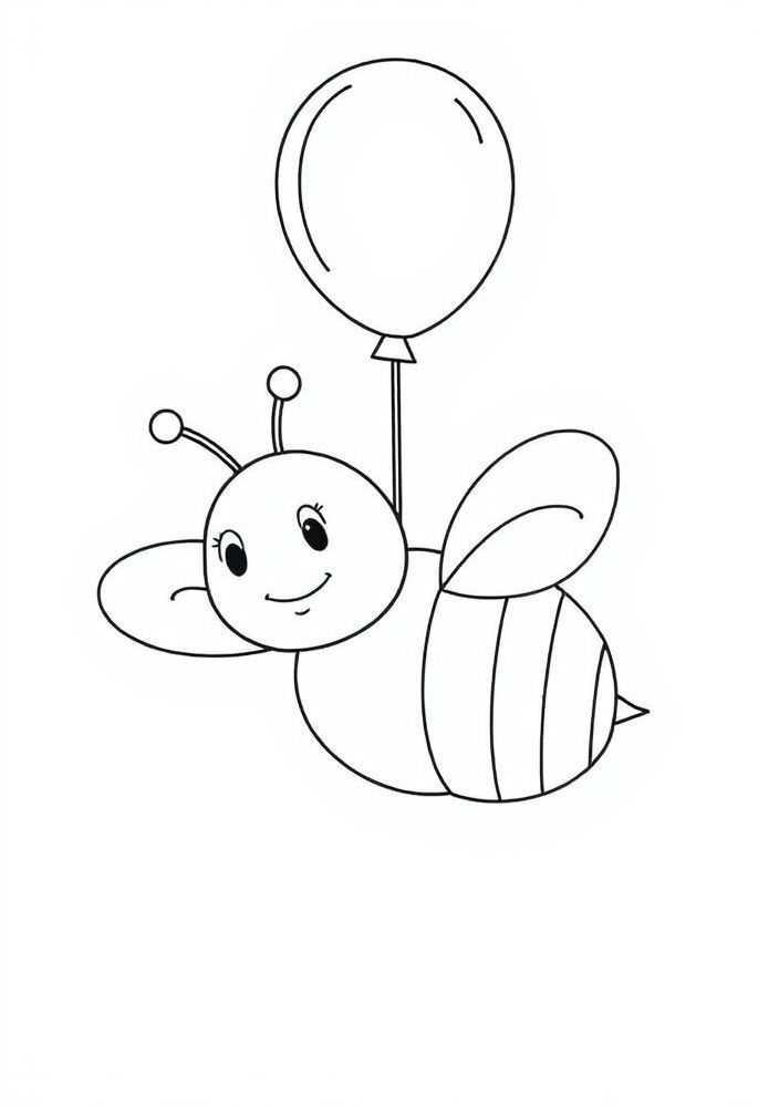 Desenho de Abelha com um balão para colorir