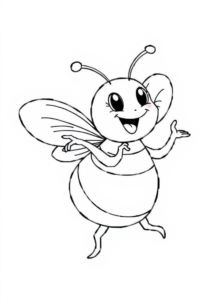 Desenho de Abelha dançando para colorir