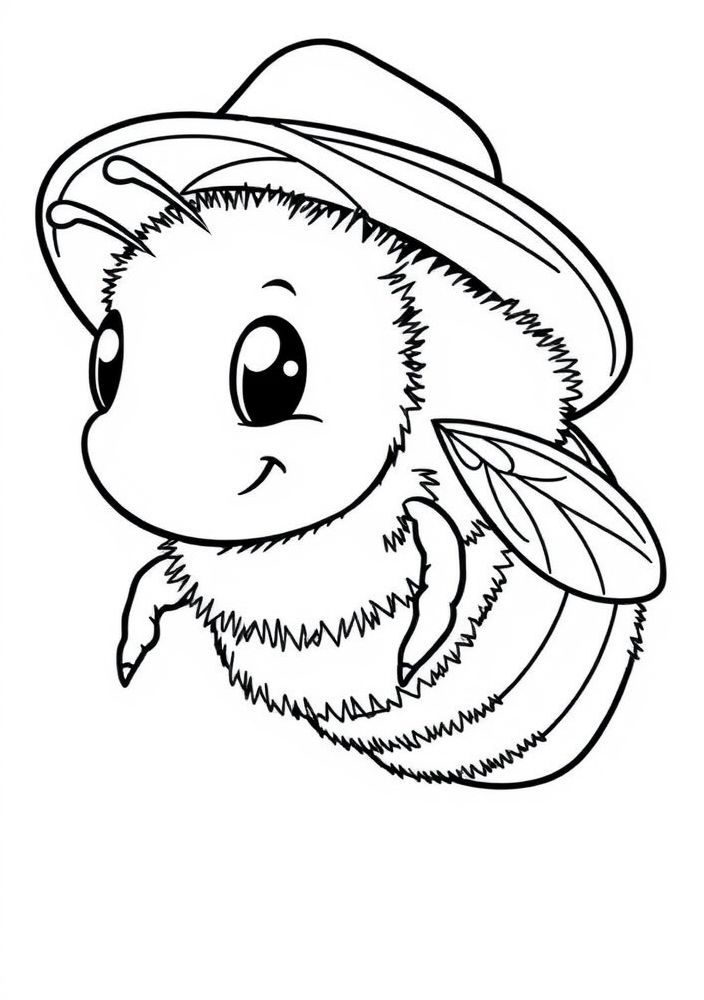 Desenho de Abelha e Chapéu de Fazendeiro para colorir