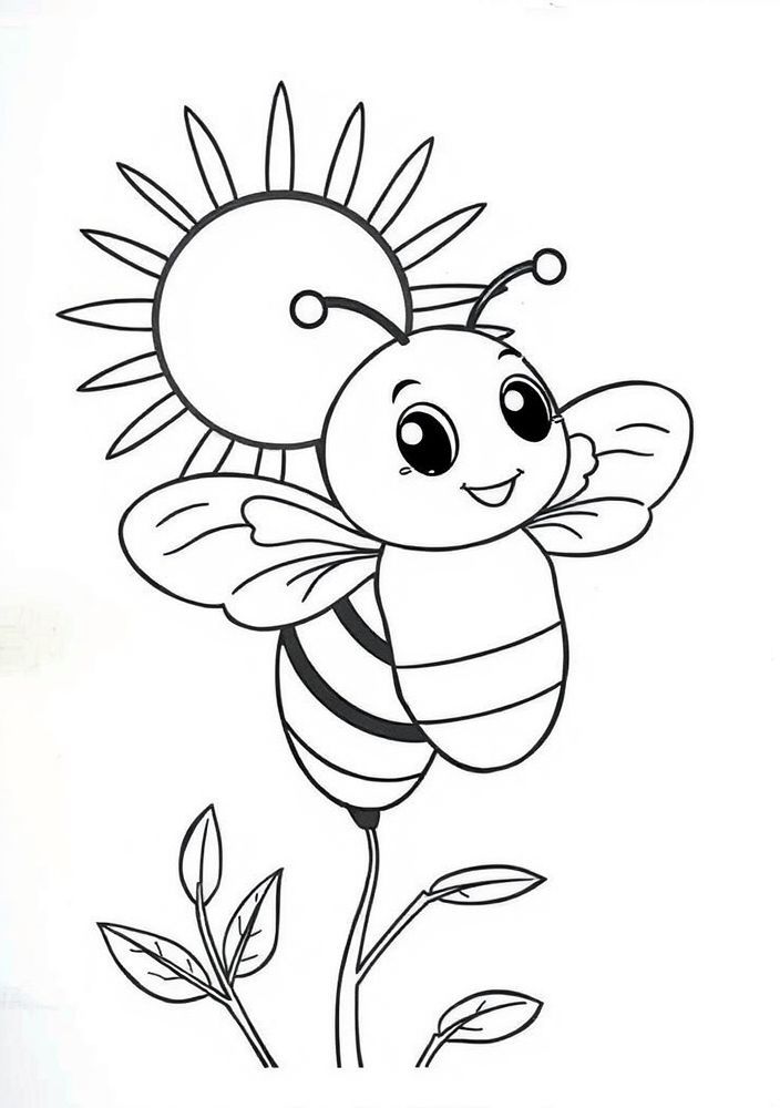 Desenho de Abelha e O Sol para colorir