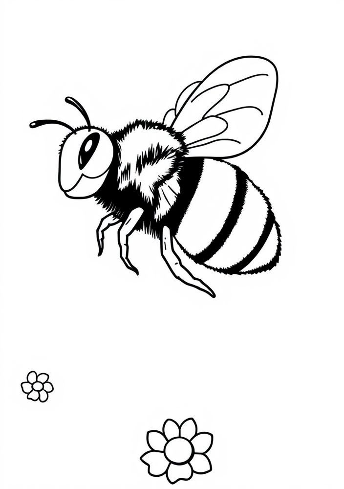 Desenho de Abelha em um Voo Alegre para colorir
