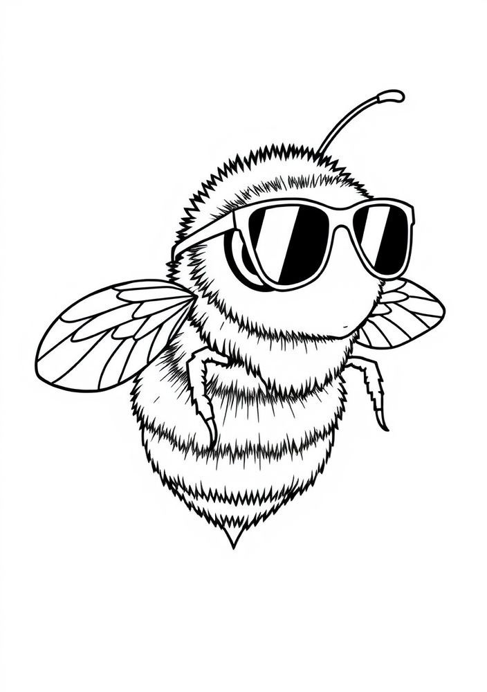 Desenho de Abelha usando óculos de sol para colorir