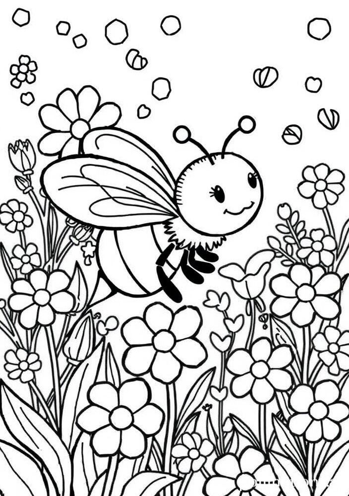 Desenho de Abelhinha Trabalhadora para colorir