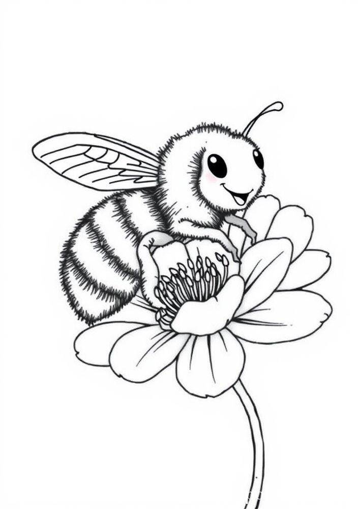 Desenho de Abelhinha em Flor para colorir