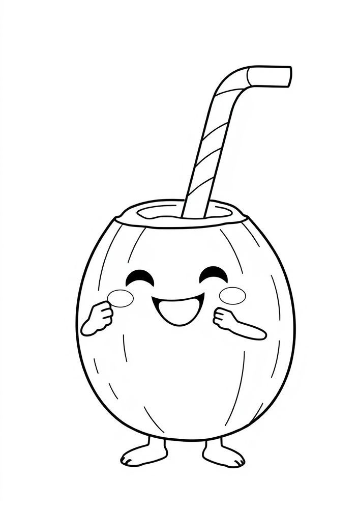Desenho de Água de Coco Kawaii para colorir