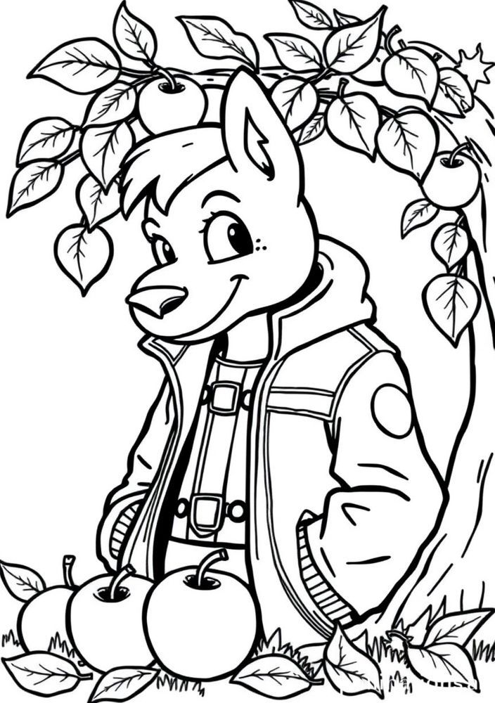 Desenho de Applejack e suas maçãs para colorir