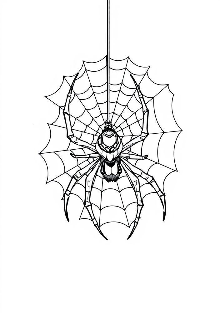 Desenho de Aranha e Teia para colorir