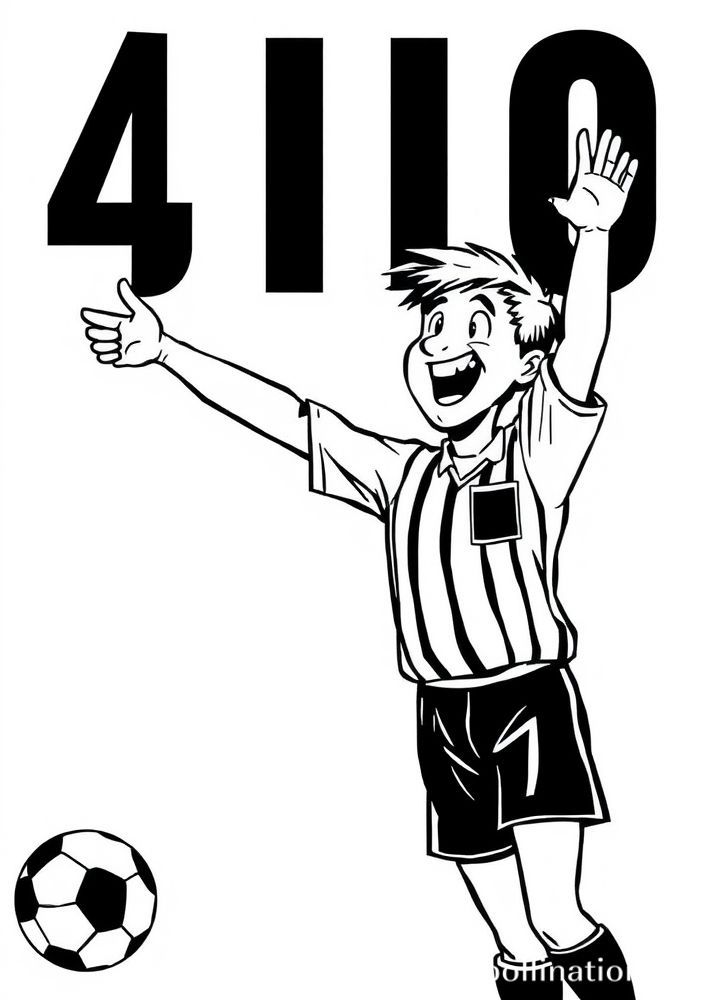 Desenho de Árbitro Assinalando um Gol para Colorir