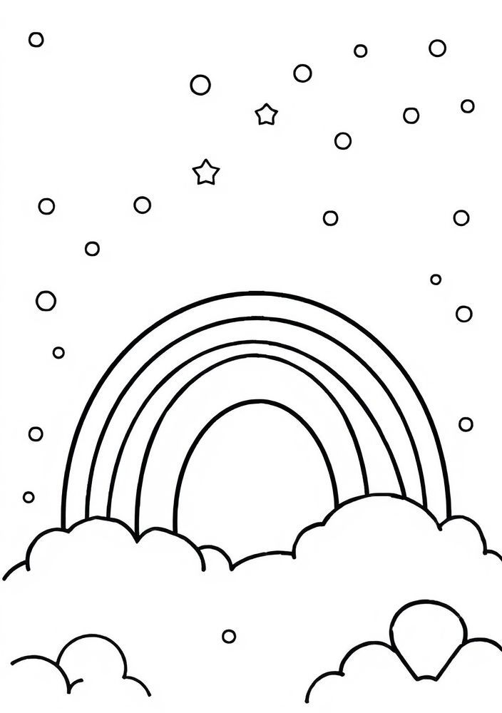 Desenho de Arco-Íris Kawaii para colorir