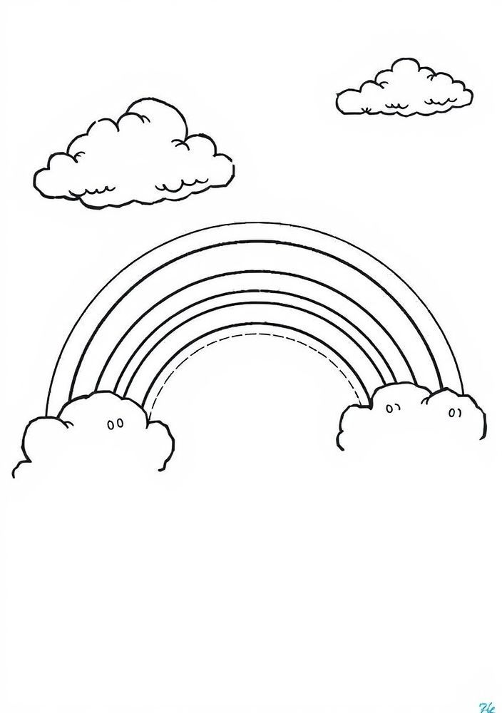 Desenho de Arco-íris com Nuvens para colorir