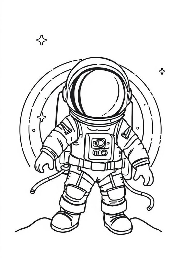 Desenho de Arco-íris e astronauta para colorir