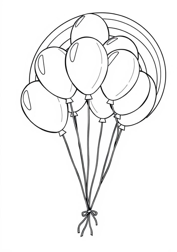 Desenho de Arco-íris e balões para colorir