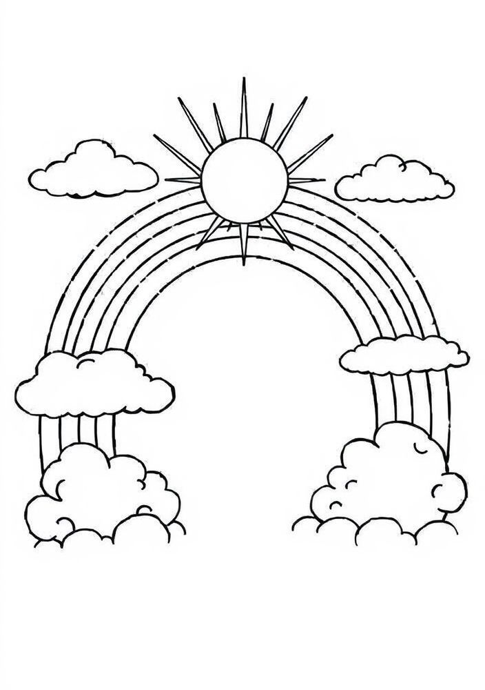 Desenho de Arco-íris em um Dia de Sol para colorir