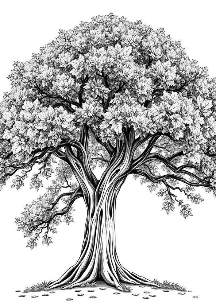 Desenho de Árvore Frondosa para Colorir