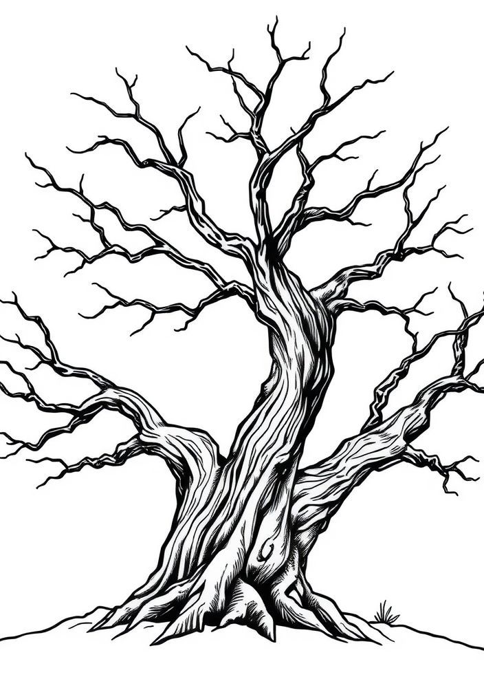 Desenho de Árvore Seca para Colorir