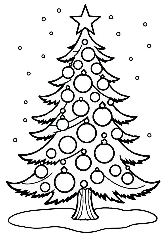 Desenho de Árvore de Natal Estilizada para colorir