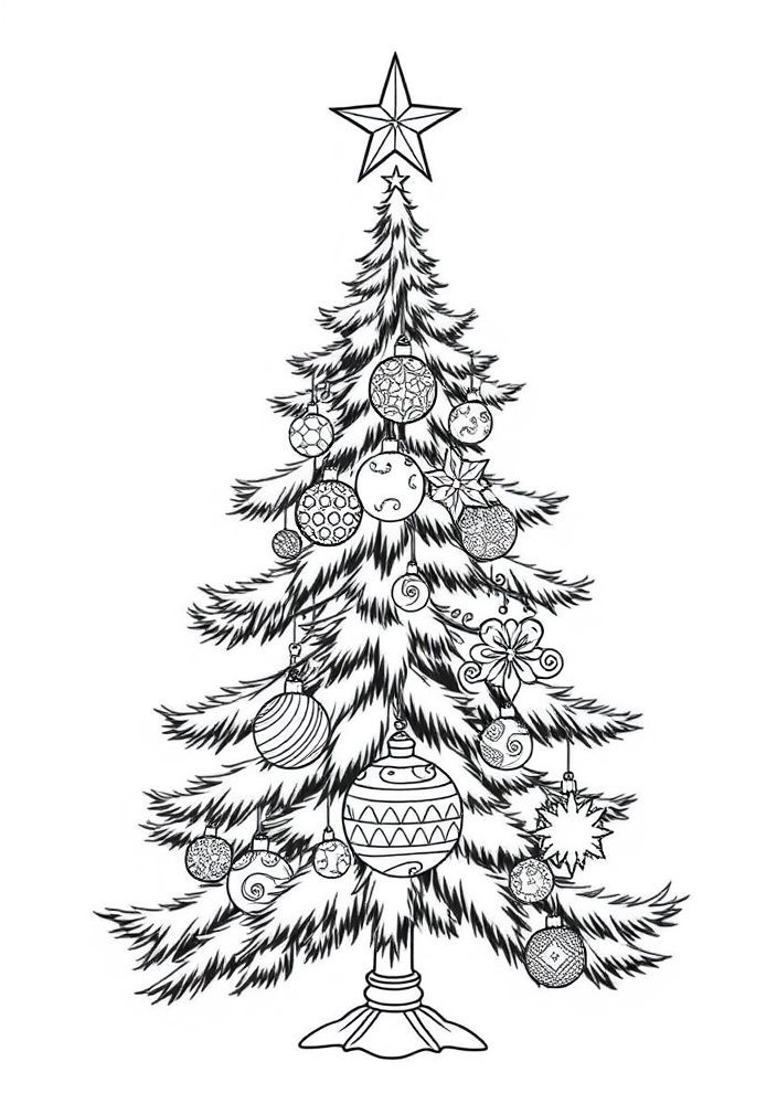 Desenho de Árvore de Natal Tradicional para colorir