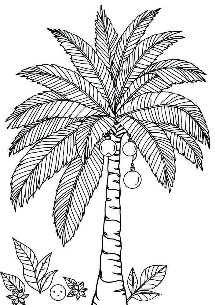 Desenho de Árvore de Natal Tropical para colorir
