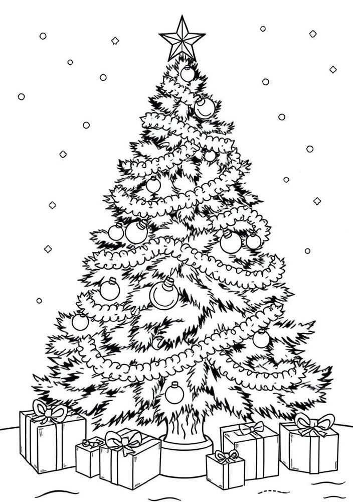 Desenho de Árvore de Natal com Guiarnapos para colorir