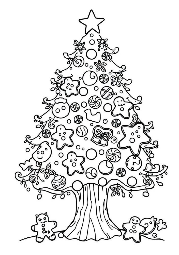 Desenho de Árvore de Natal de Biscuit para colorir