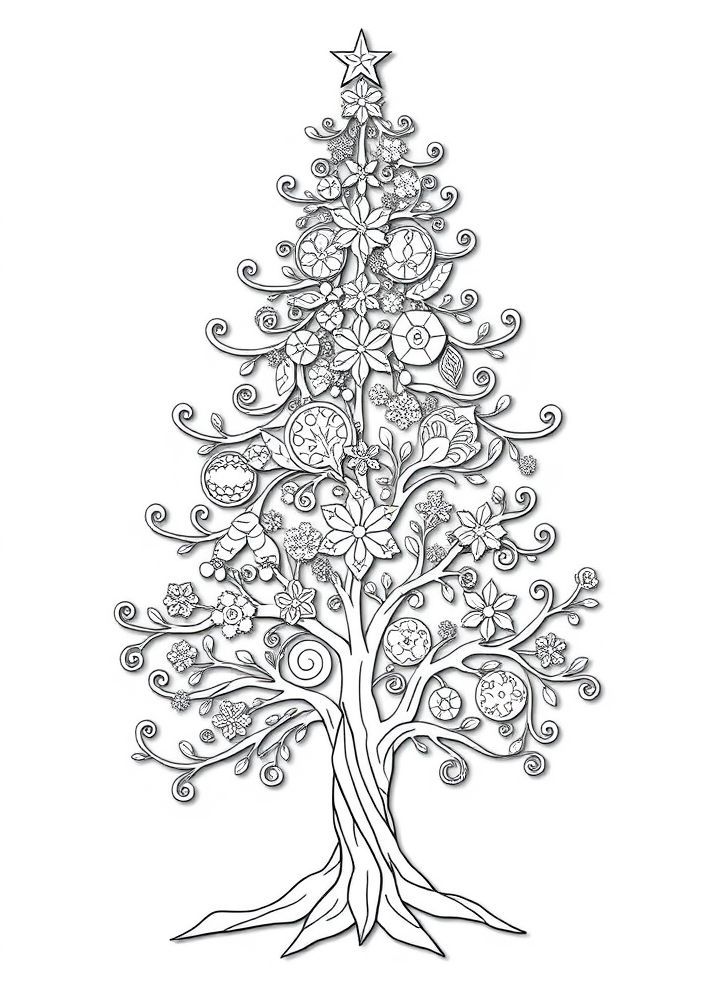 Desenho de Árvore de Natal de Papel para colorir