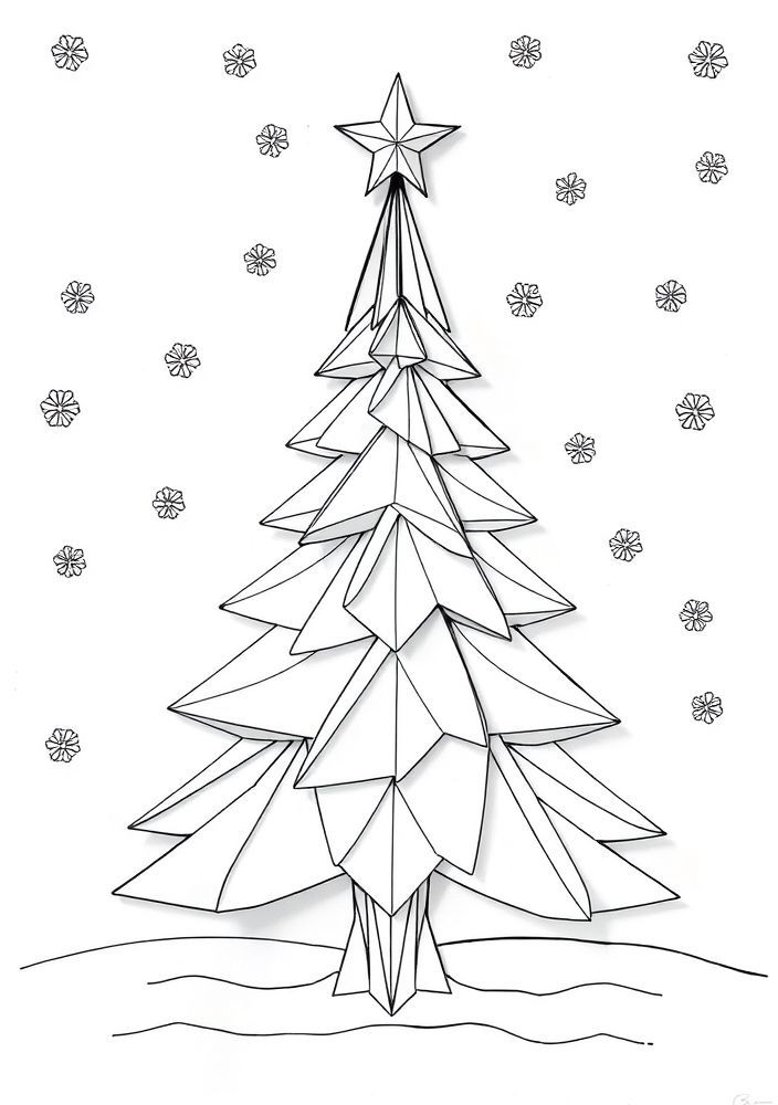 Desenho de Árvore de Natal de Papel para colorir