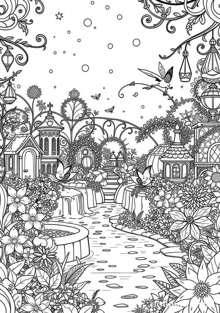 Desenho de Atrações de Jardins Mágicos para colorir