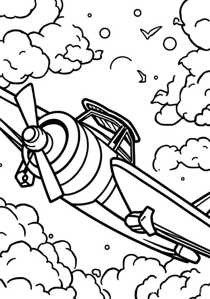 Desenho de Avião Biplano para colorir