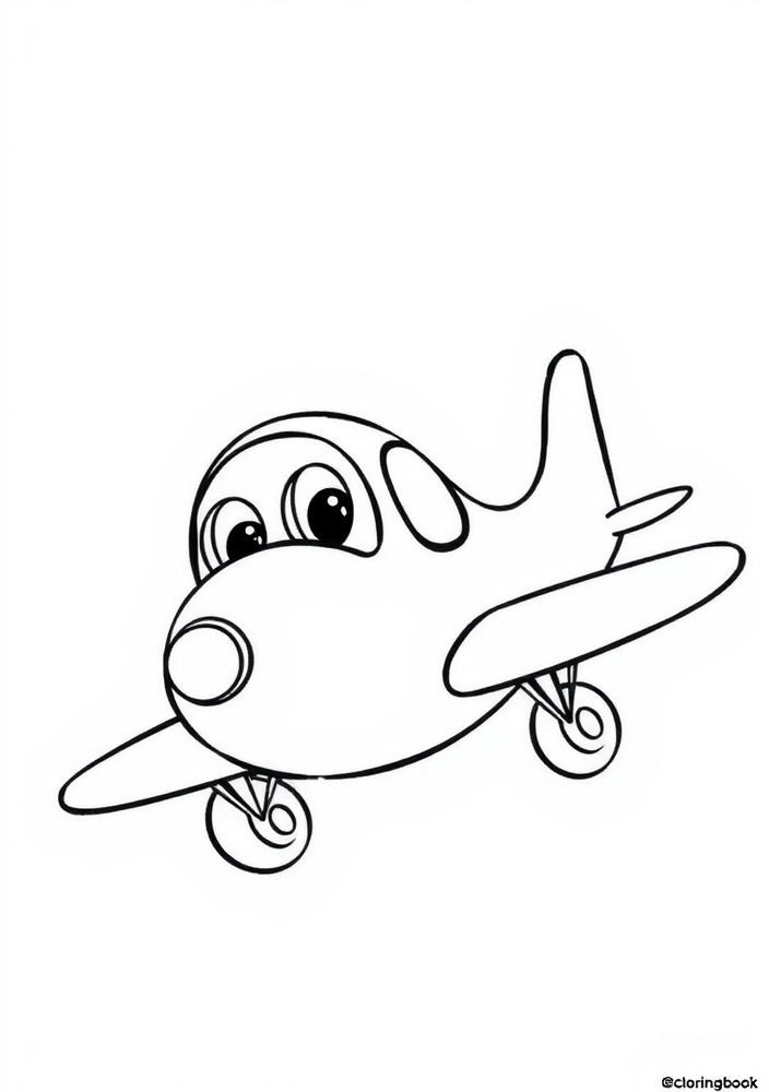 Desenho de Avião com Carinhas para colorir