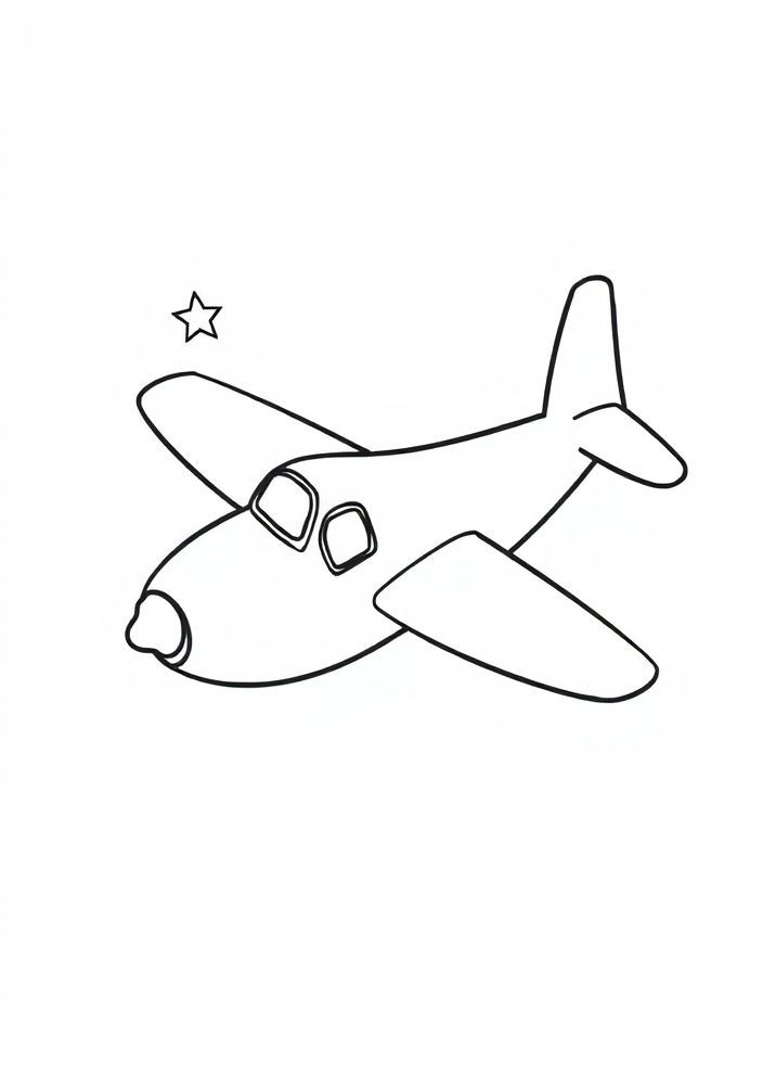 Desenho de Avião com Estrelas para colorir