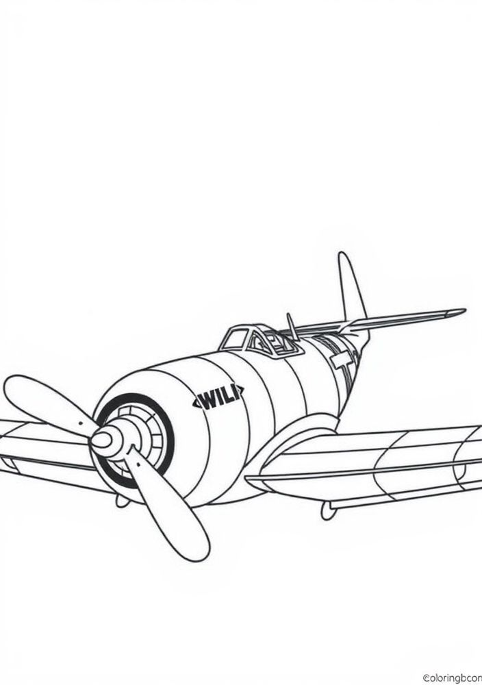 Desenho de Avião da Segunda Guerra Mundial para colorir