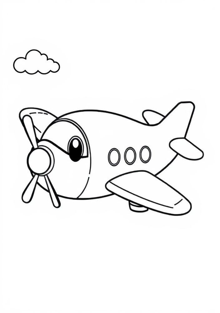Desenho de Avião de Estilo Kawaii para colorir