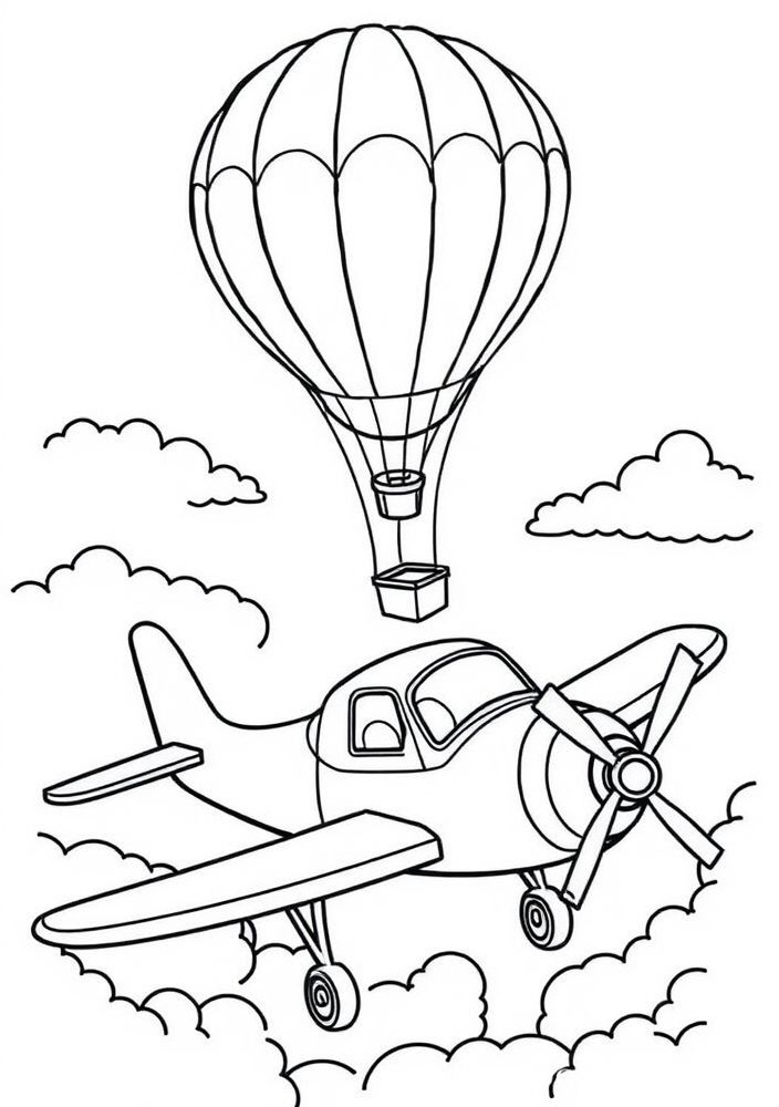 Desenho de Avião e Globo Aéreo para colorir