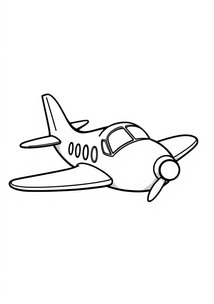 Desenho de Avião em Estilo Cartoon para colorir