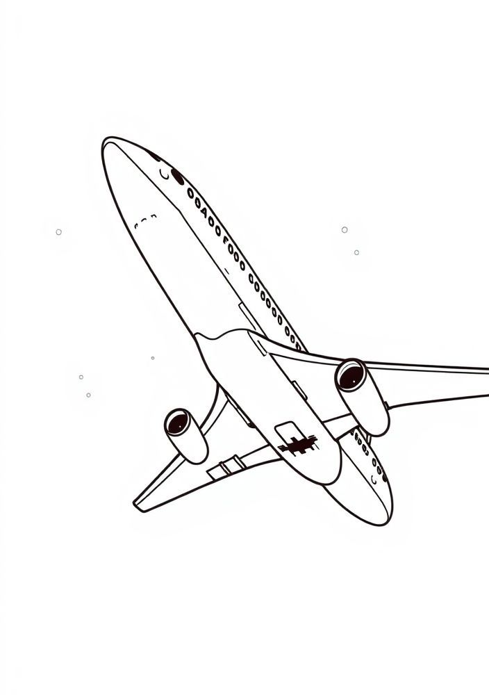 Desenho de Avião em Vôo Noturno para colorir