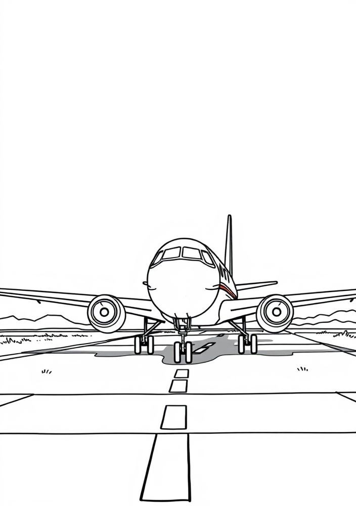 Desenho de Avião em um Aeródromo para colorir