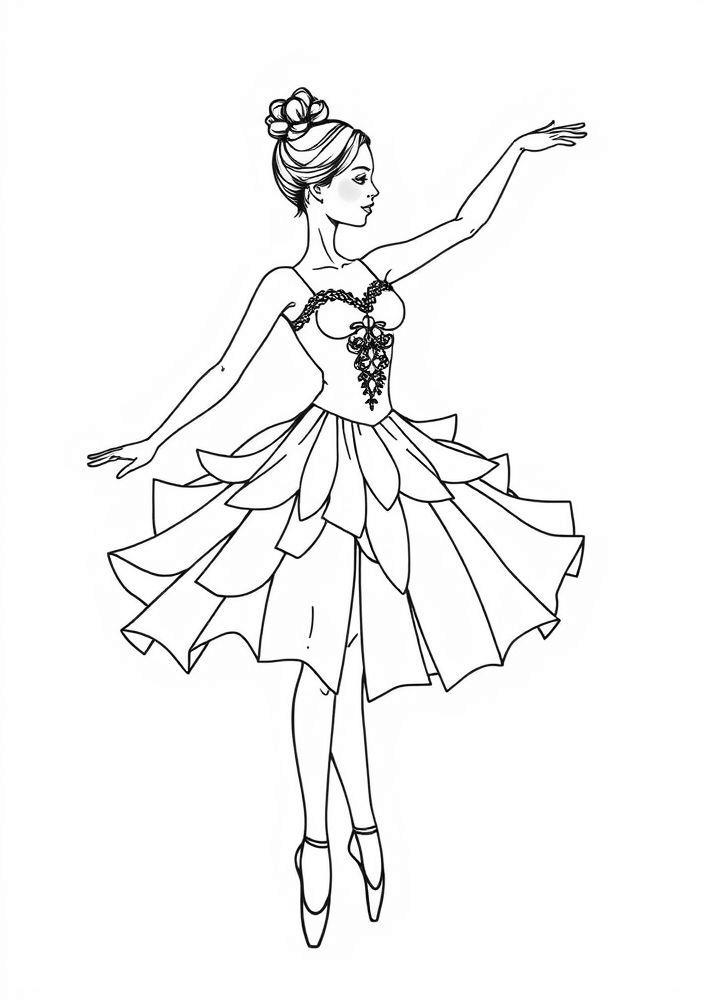 Desenho de Bailarina de Conta do Dia para Colorir