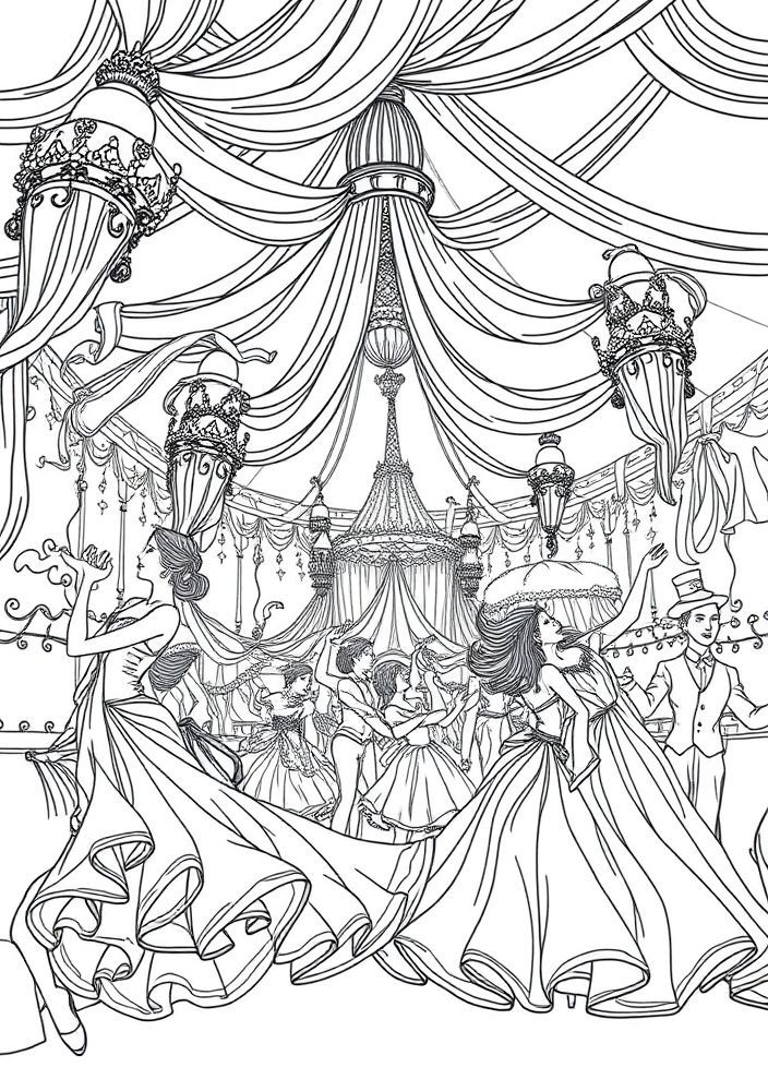 Desenho de Baile de Carnaval para colorir