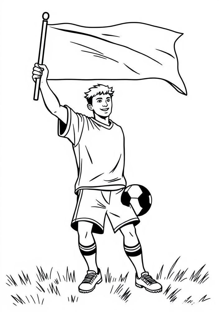 Desenho de Bandeira de Futebol para Colorir