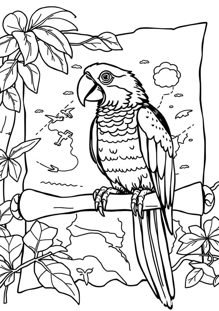 Desenho de Barbosa em um mapa do tesouro para colorir