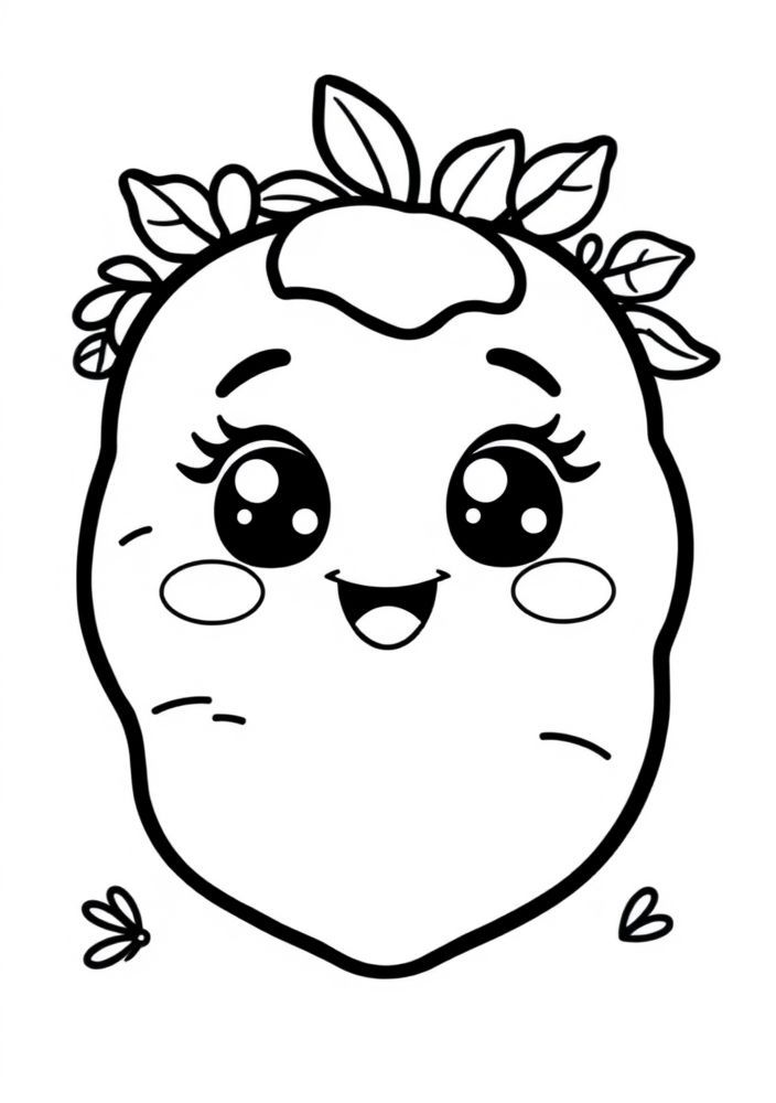 Desenho de Batata Doce Kawaii para Colorir