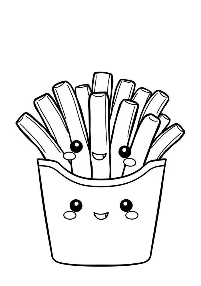Desenho de Batata Frita Kawaii para Colorir